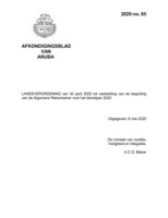 Afkondigingsblad van Aruba 2020 no. 65, DWJZ - Directie Wetgeving en Juridische Zaken