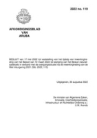 Afkondigingsblad van Aruba 2022, no. 119, DWJZ - Directie Wetgeving en Juridische Zaken